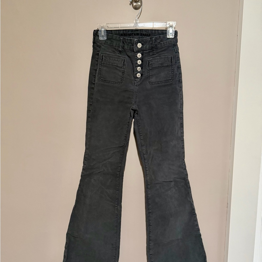 American Eagle Black Corduroy Flare Jeans